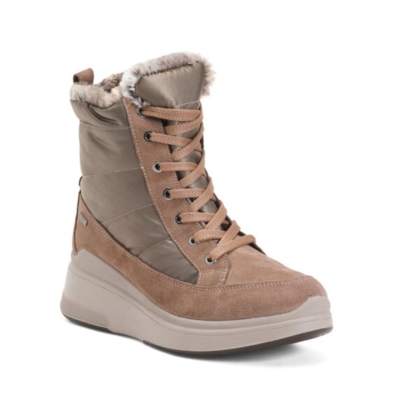 IGI&CO Taupe Made In Italy Suede Laced Up Booties